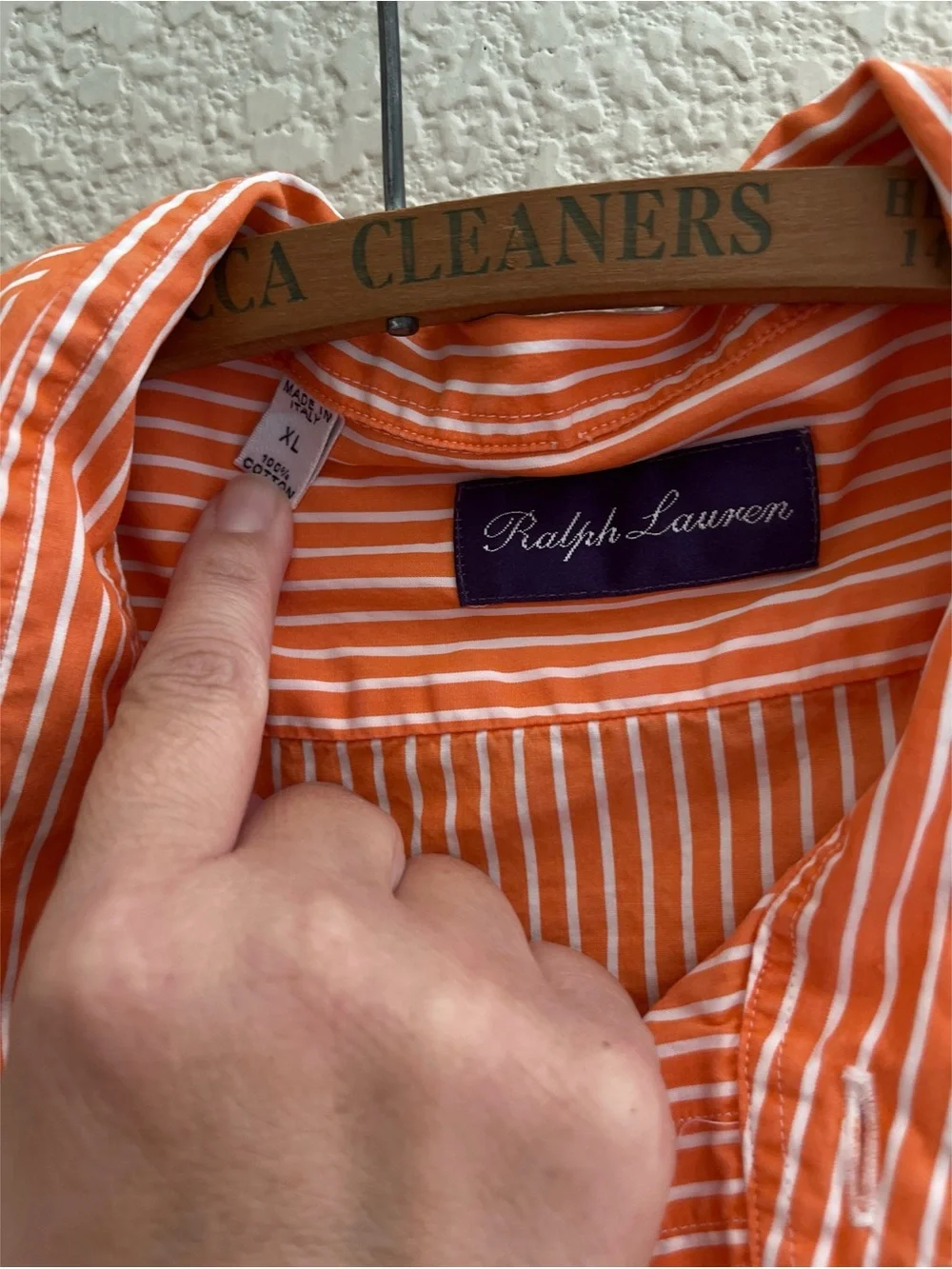 Ralph Lauren Orange Cotton Striped Button Down Men’s Size XL